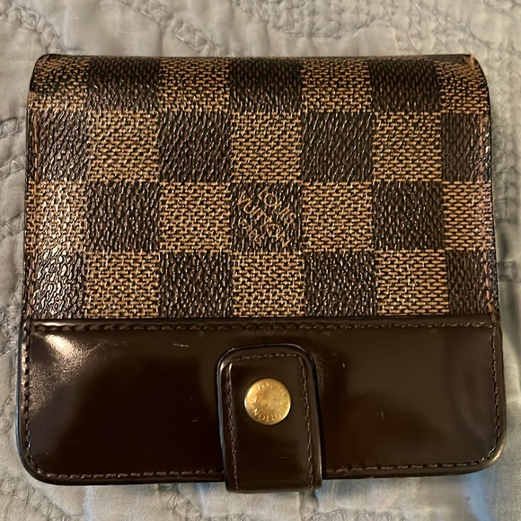 Louis Vuitton Handbags - Louis Vuitton Damier Ebene Brown Checked Compact Two-Sided Wallet